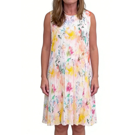 Women’s Sleeveless Floral Print Pleated Dress
