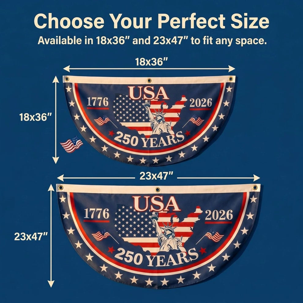 USA 250th Anniversary Flag Half Round Banner
