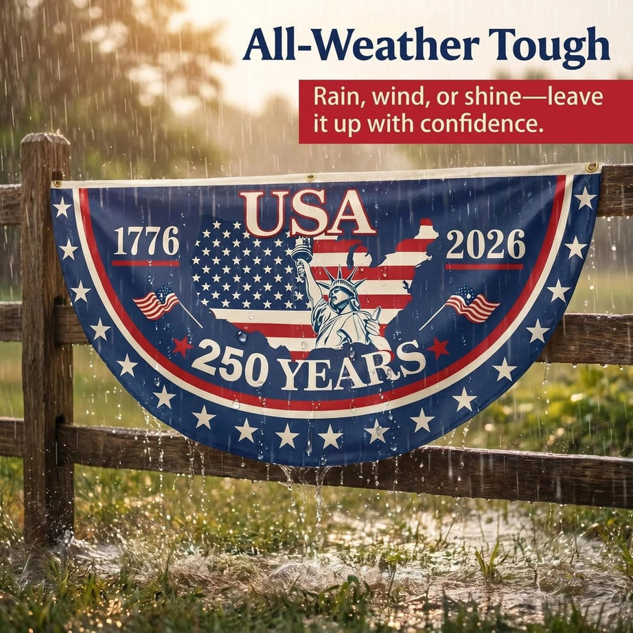 USA 250th Anniversary Flag Half Round Banner
