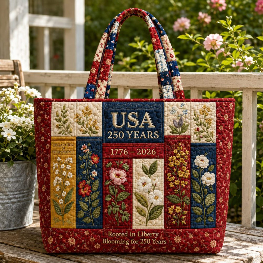 Usa 250Th Rooted In Liberty Wildflowers – Quilted Tote Bag