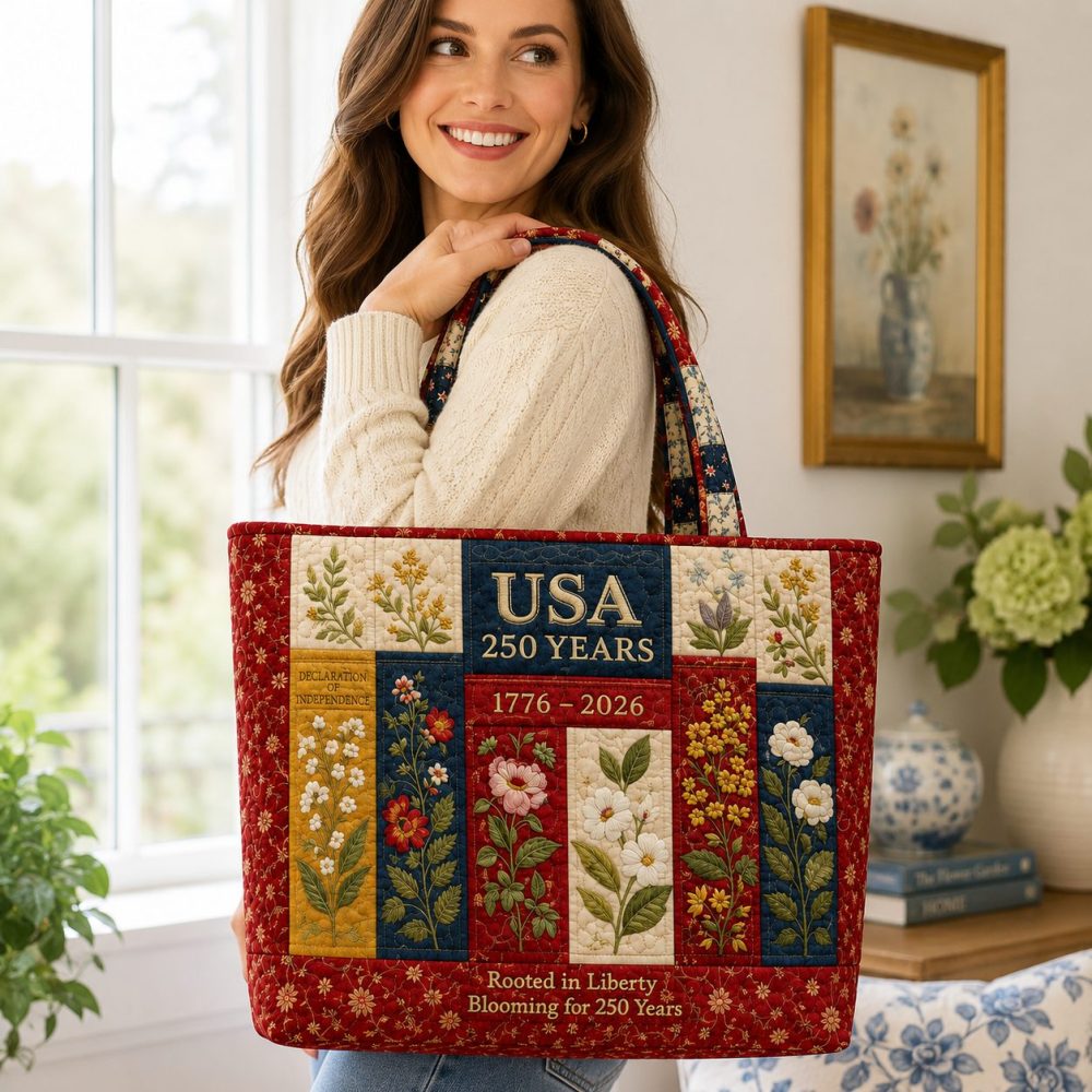 Usa 250Th Rooted In Liberty Wildflowers – Quilted Tote Bag