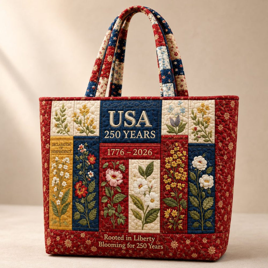 Usa 250Th Rooted In Liberty Wildflowers – Quilted Tote Bag