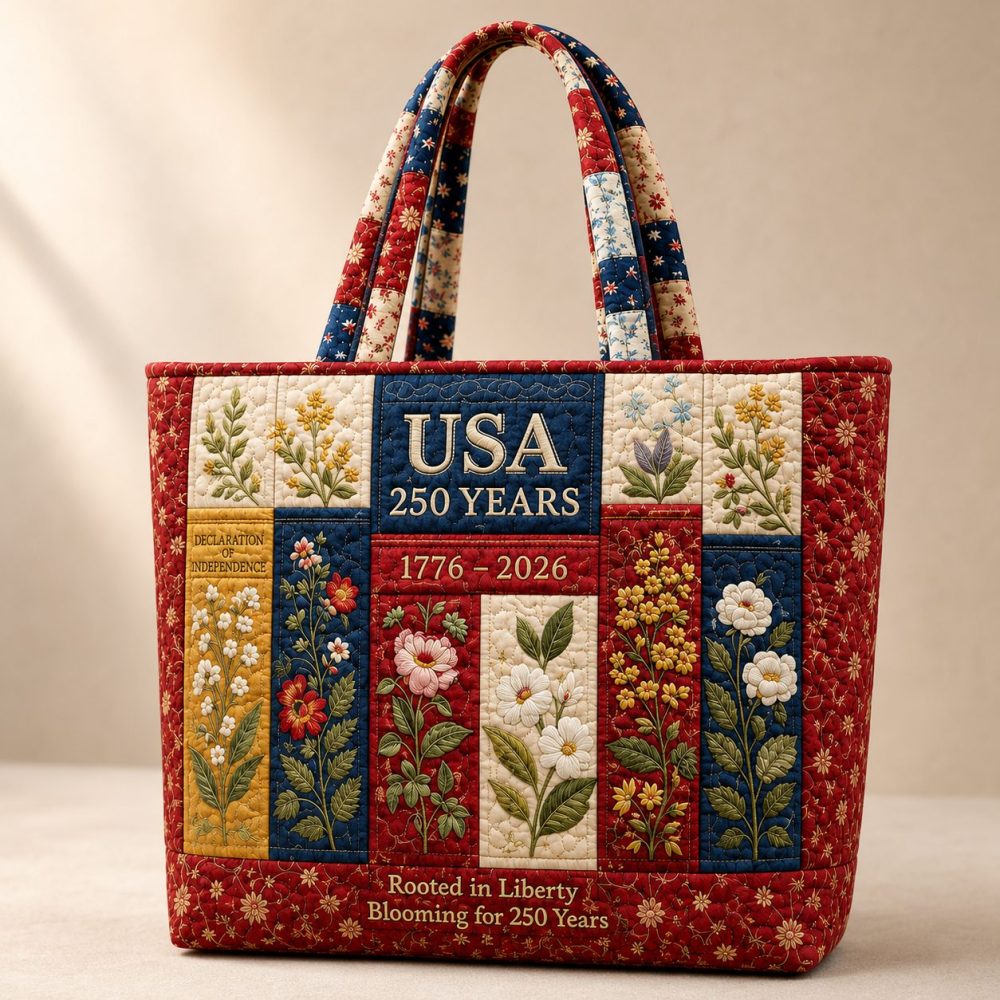 Usa 250Th Rooted In Liberty Wildflowers – Quilted Tote Bag
