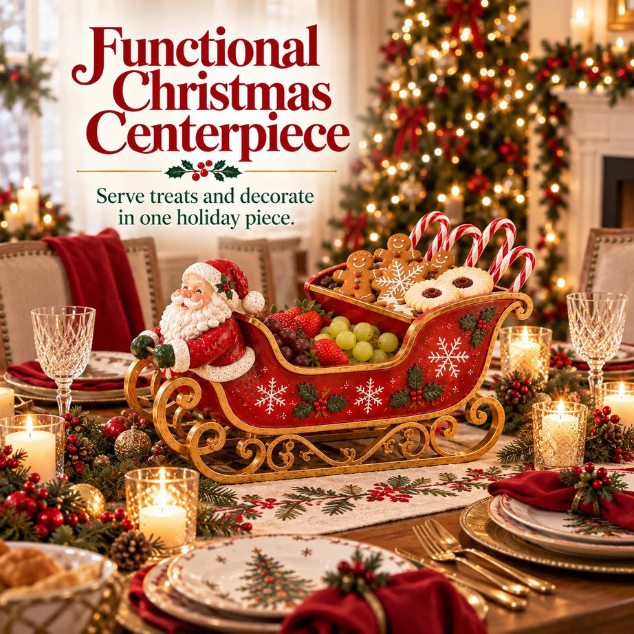 Christmas serving tray in a Santa-sleigh design