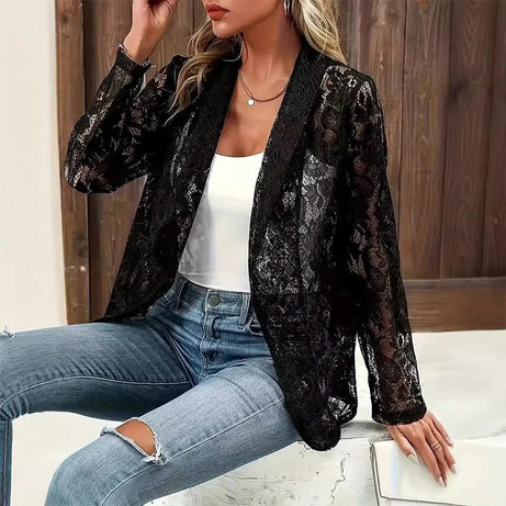 Women's Elegant Floral Lace Blazer
