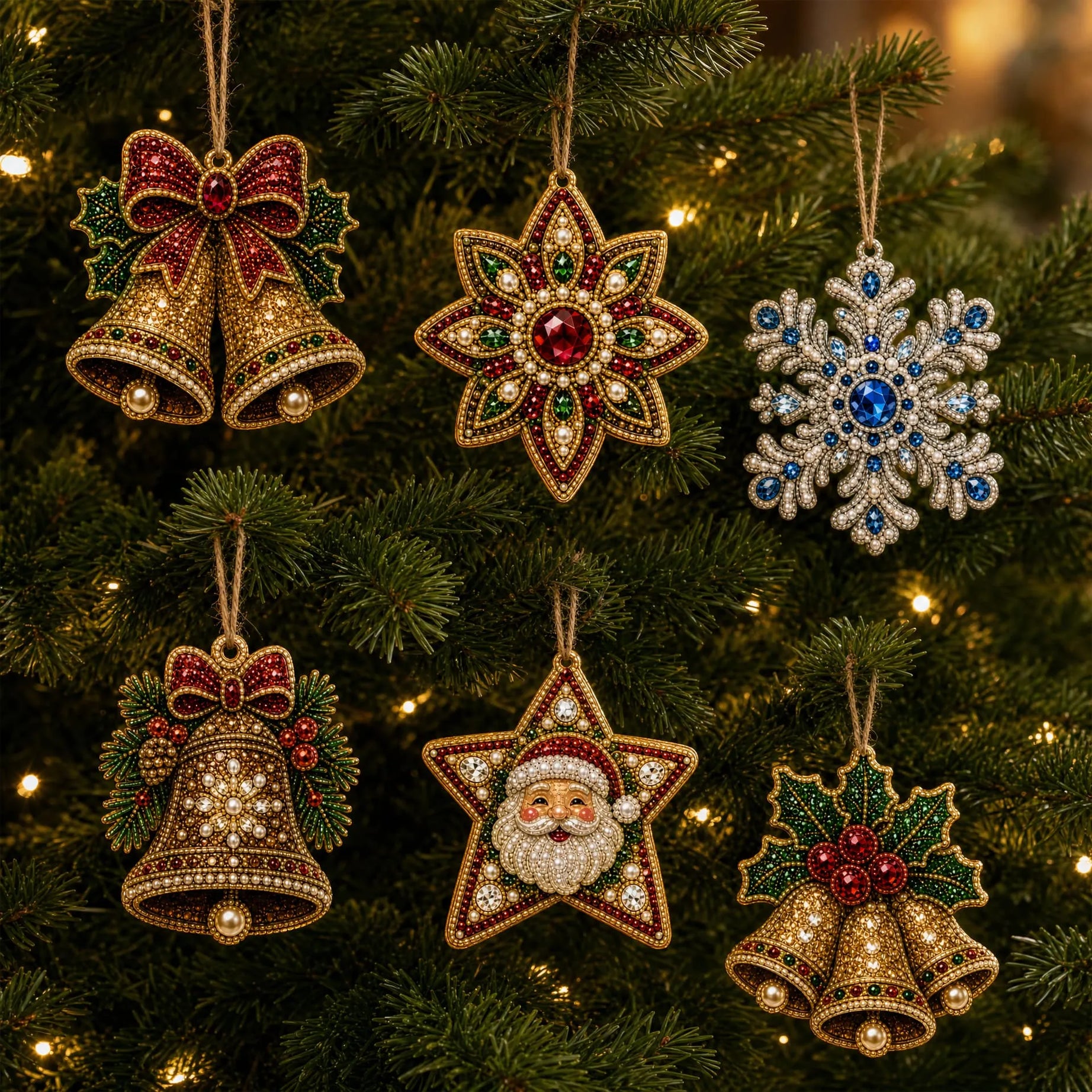 Classic Xmas Ornaments Pearl Art Diamond Painting  Pendant - Acrylic Christmas Tree