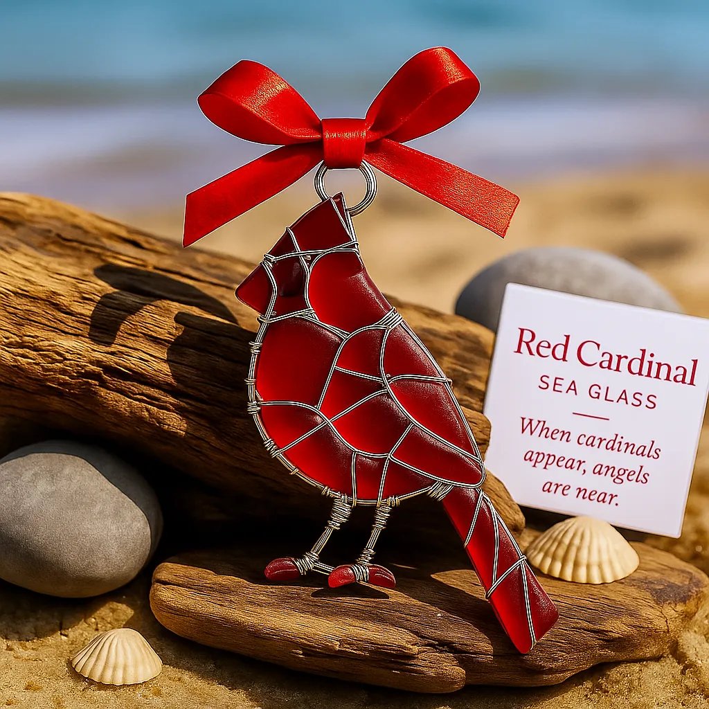 Christmas Handmade Sea Glass Acrylic Bird Ornament