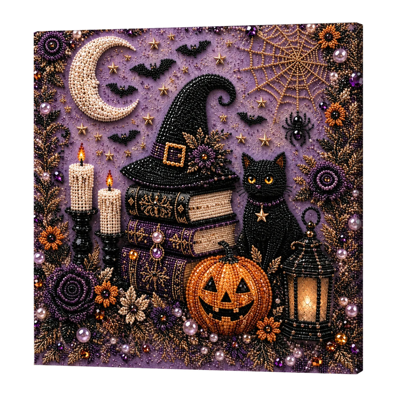 Framed Witch Hat - Pearls Painting Kit DIY Diamond Painting Pearl Dot Crafts