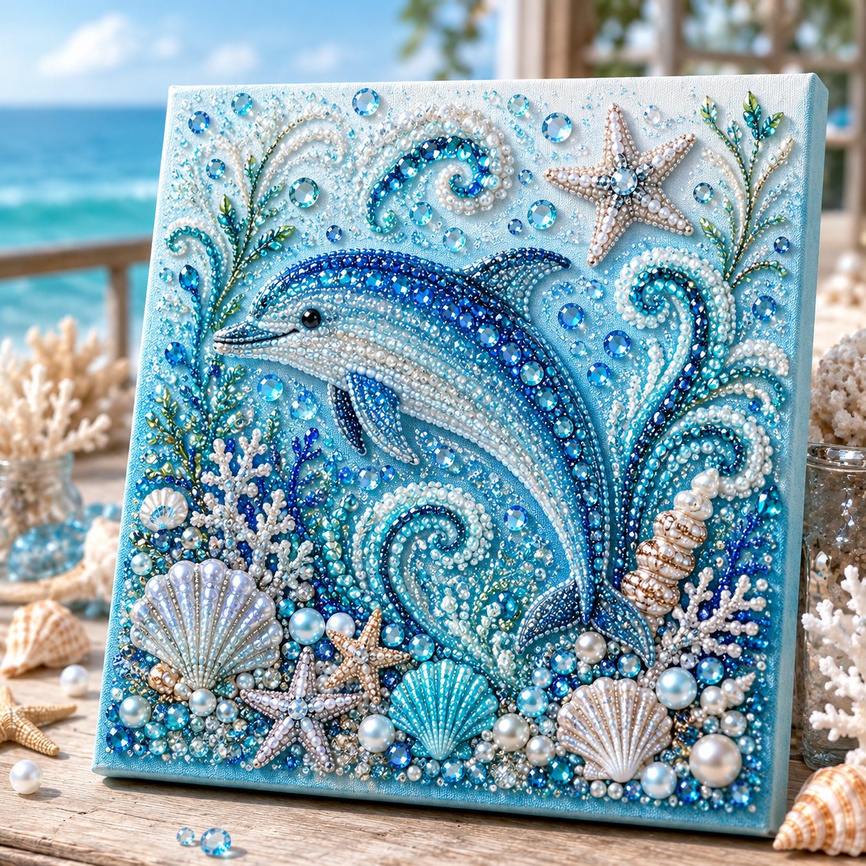Ocean Theme Pearl Art DIY Kit – Relaxing DIY Craft to Create Stunning Coastal Artwork