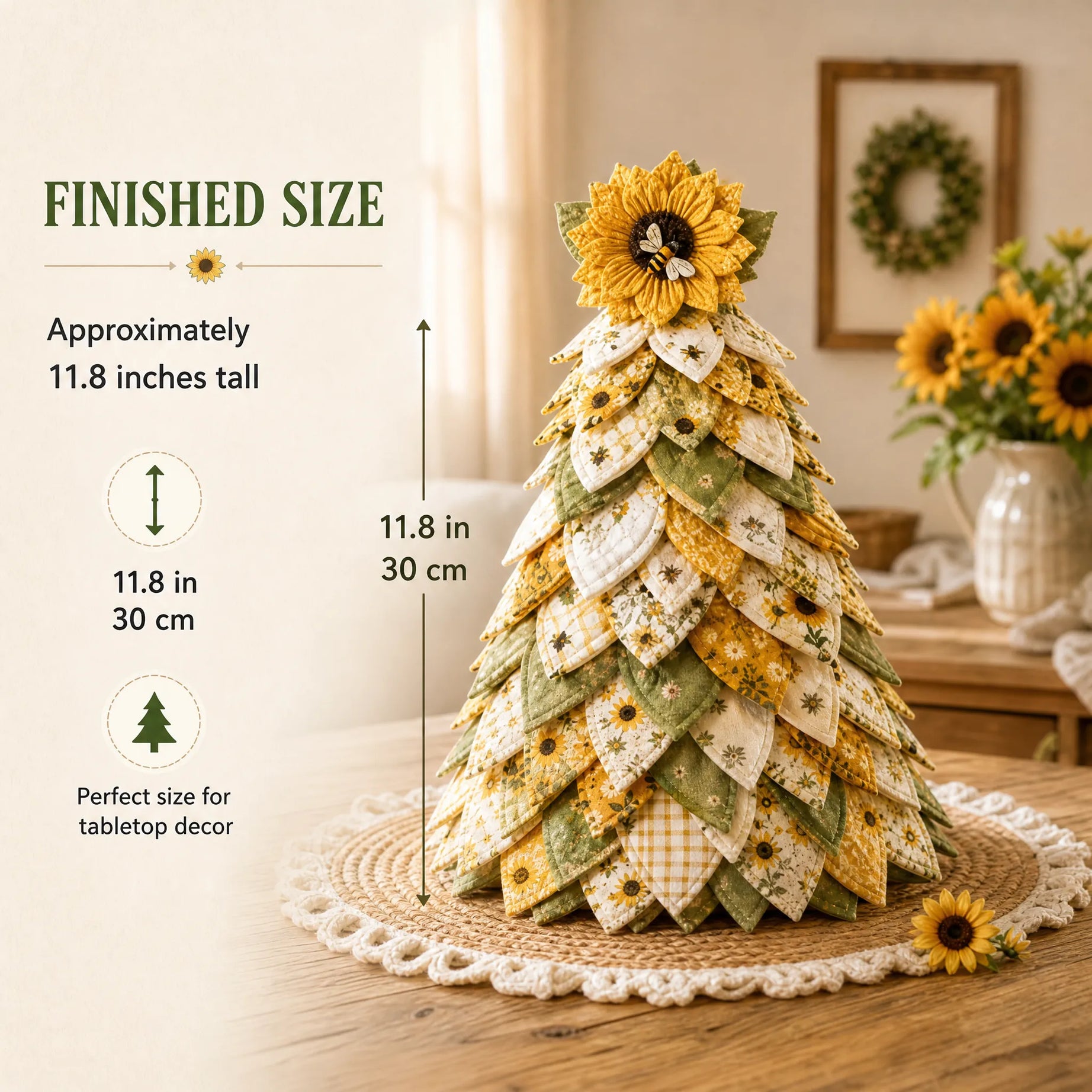 Sunflower Bee Garden Tree DIY Kit-Handmade Fabric Tabletop Tree Decor