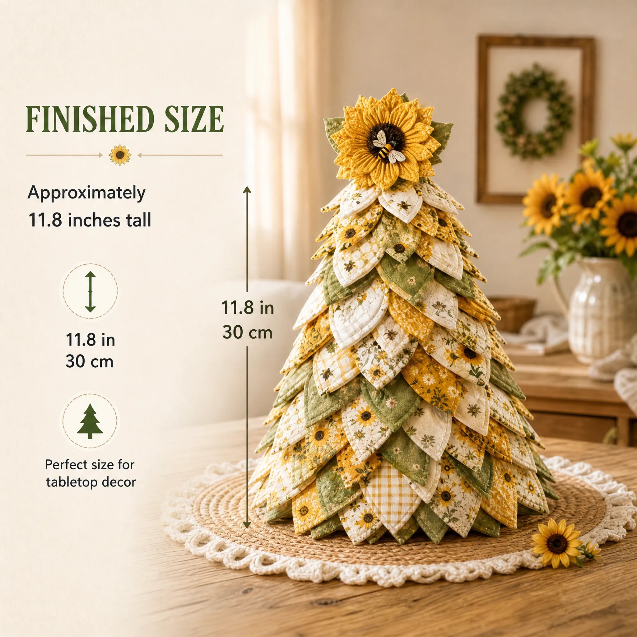 Sunflower Bee Garden Tree DIY Kit-Handmade Fabric Tabletop Tree Decor