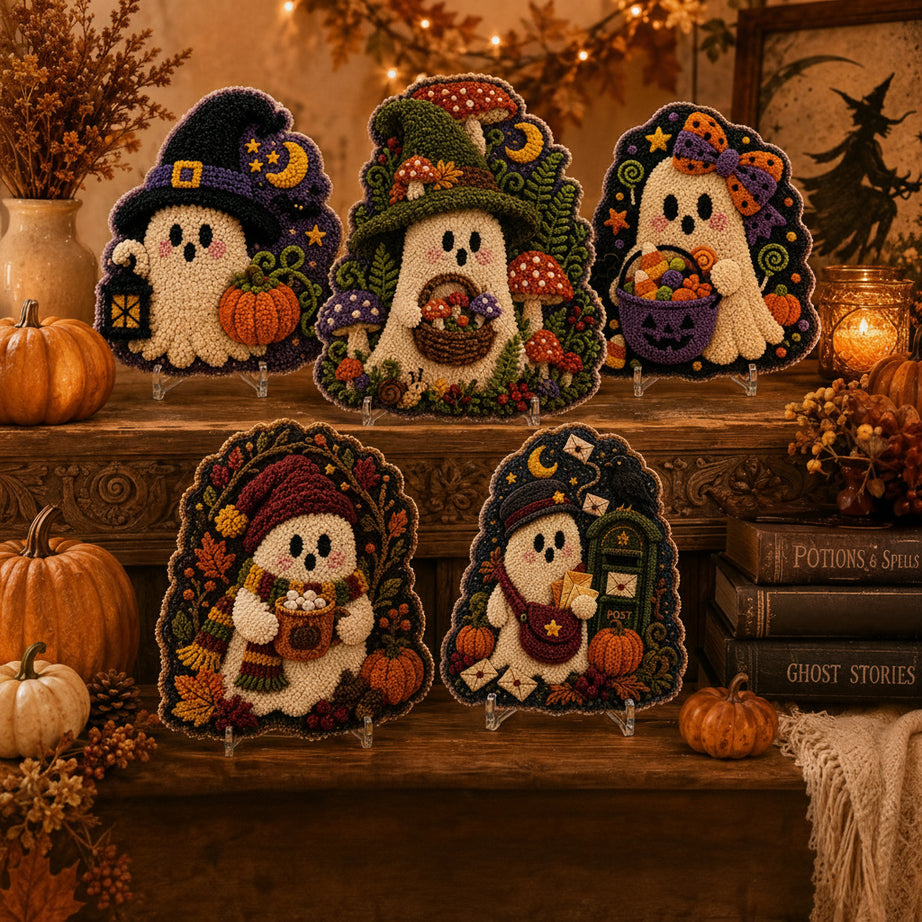 Spooky Hollow Ghost Friends 3D Fabric Poke Art Kit