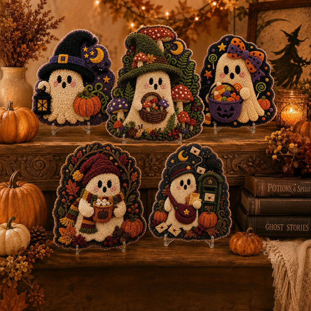 Spooky Hollow Ghost Friends 3D Fabric Poke Art Kit