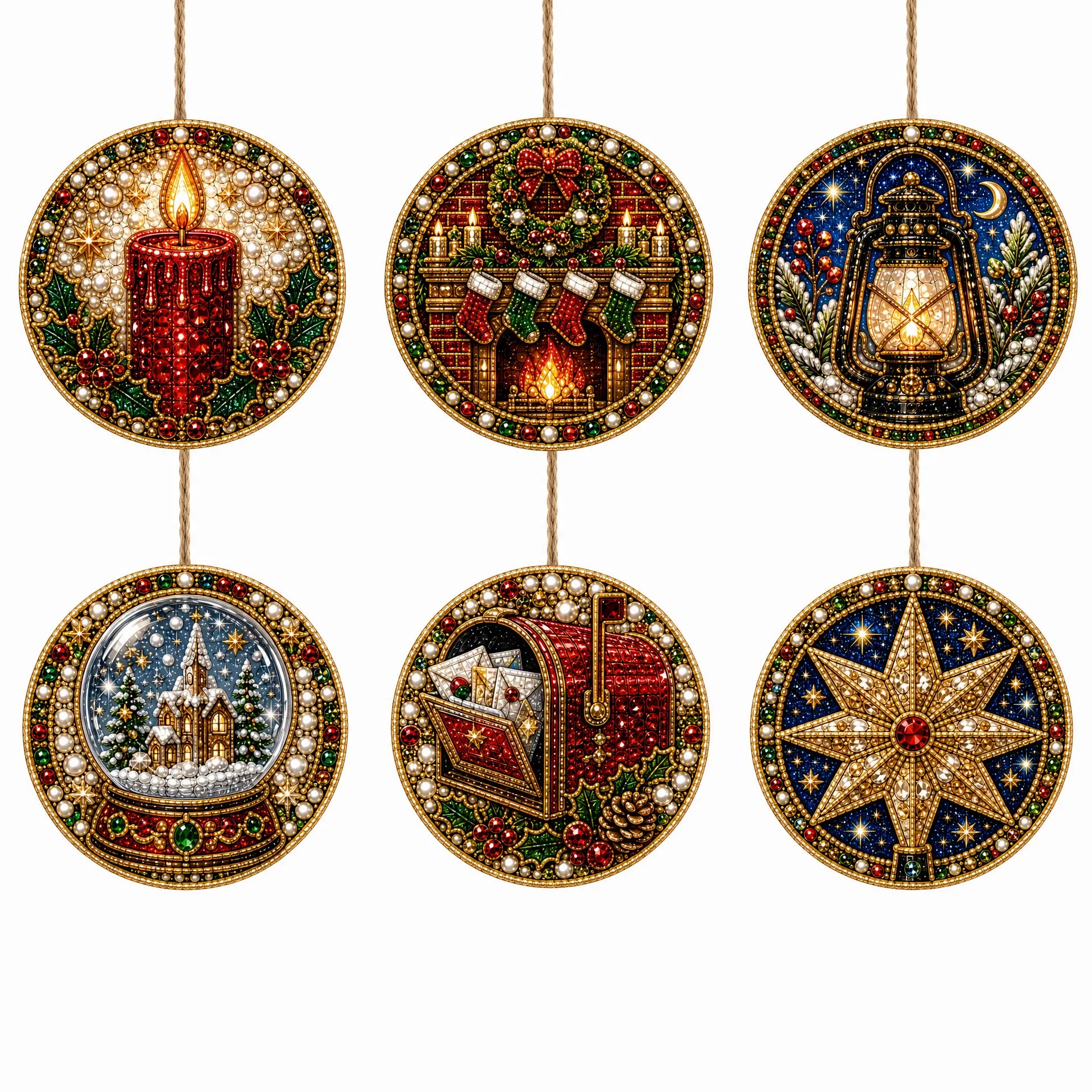Christmas Wooden Ornaments DIY Pearls Diamond Painting Kit