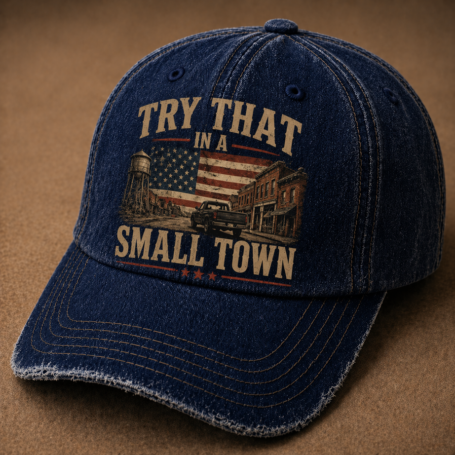 In A Small Town Vintage Patriotic Baseball Cap