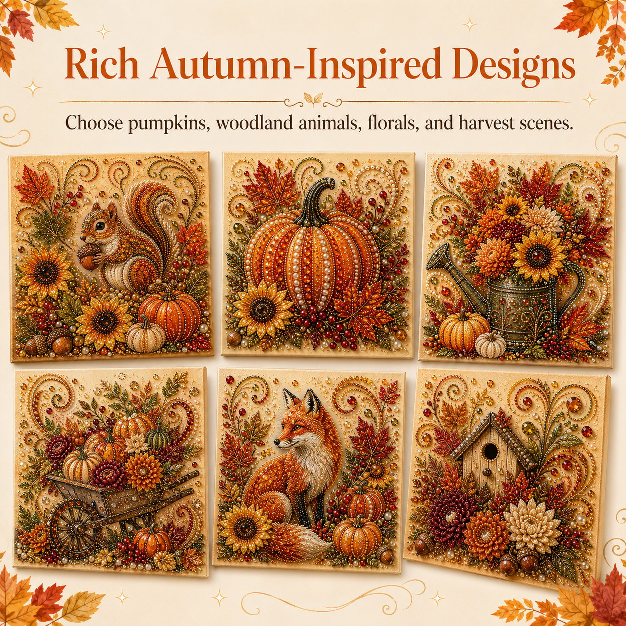 Autumn Pearl Painting Kit – Relaxing DIY Craft to Create Sparkling Fall Artwork