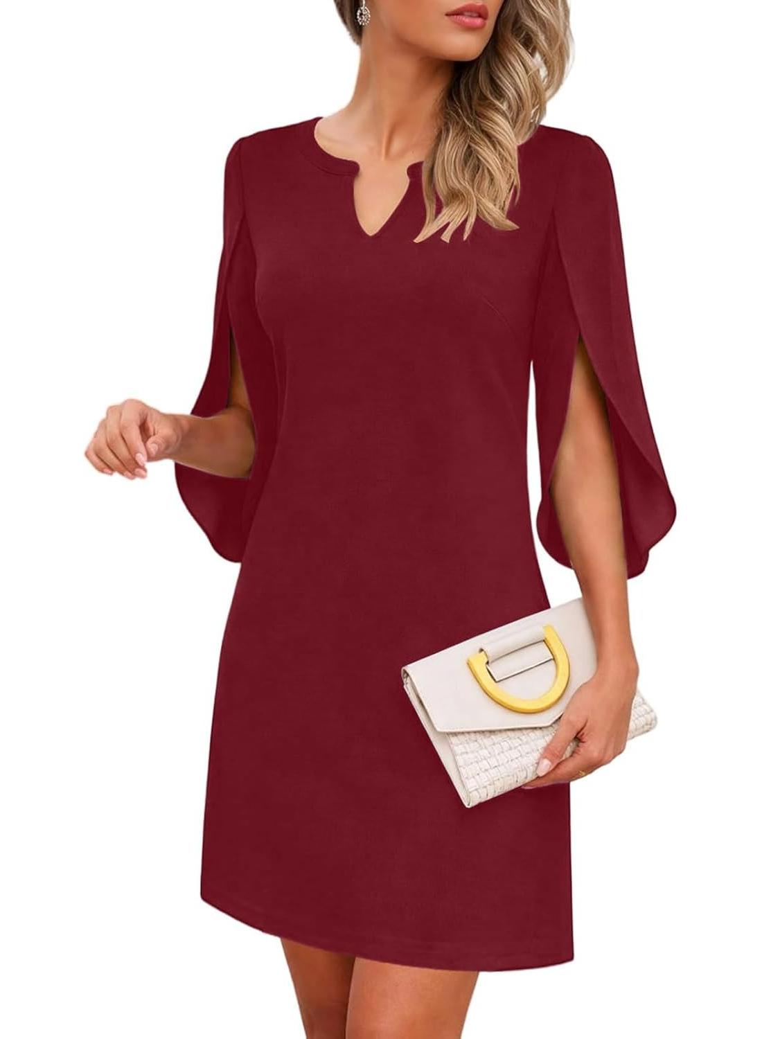 V Neck Flutter Sleeve Chiffon Wedding Guest Dress