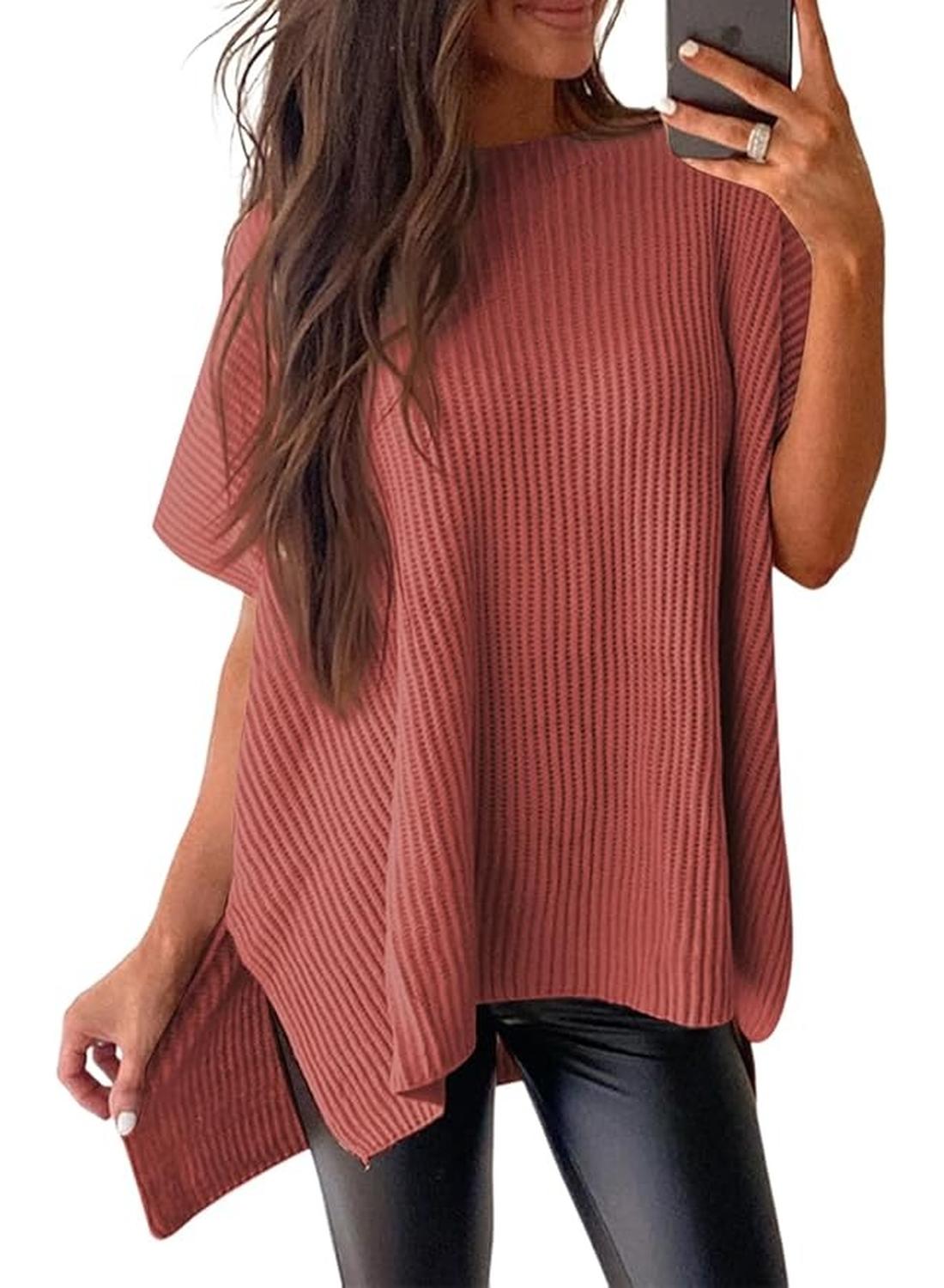 Womens Summer Lightweight Crewneck Short Sleeve Sweaters