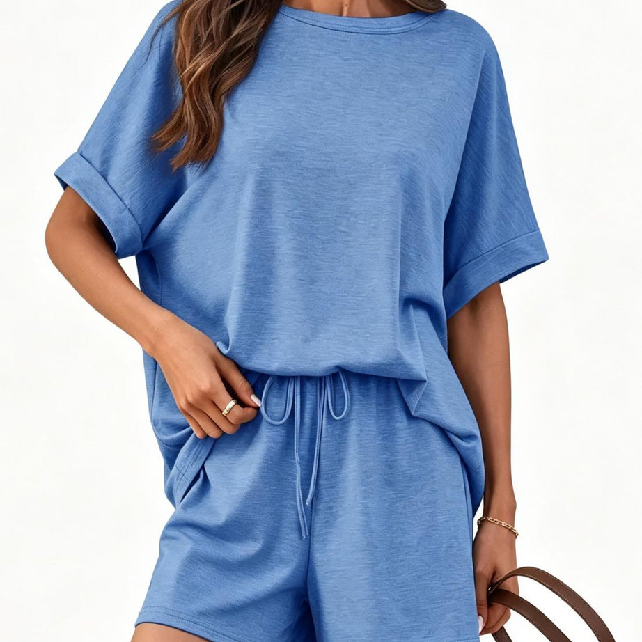 Women's Cotton Comfy 2 Piece Sets Short Sweat Matching Lounge Set