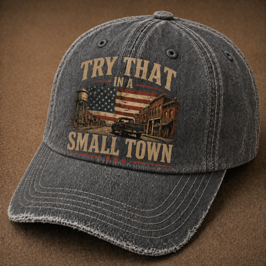 In A Small Town Vintage Patriotic Baseball Cap