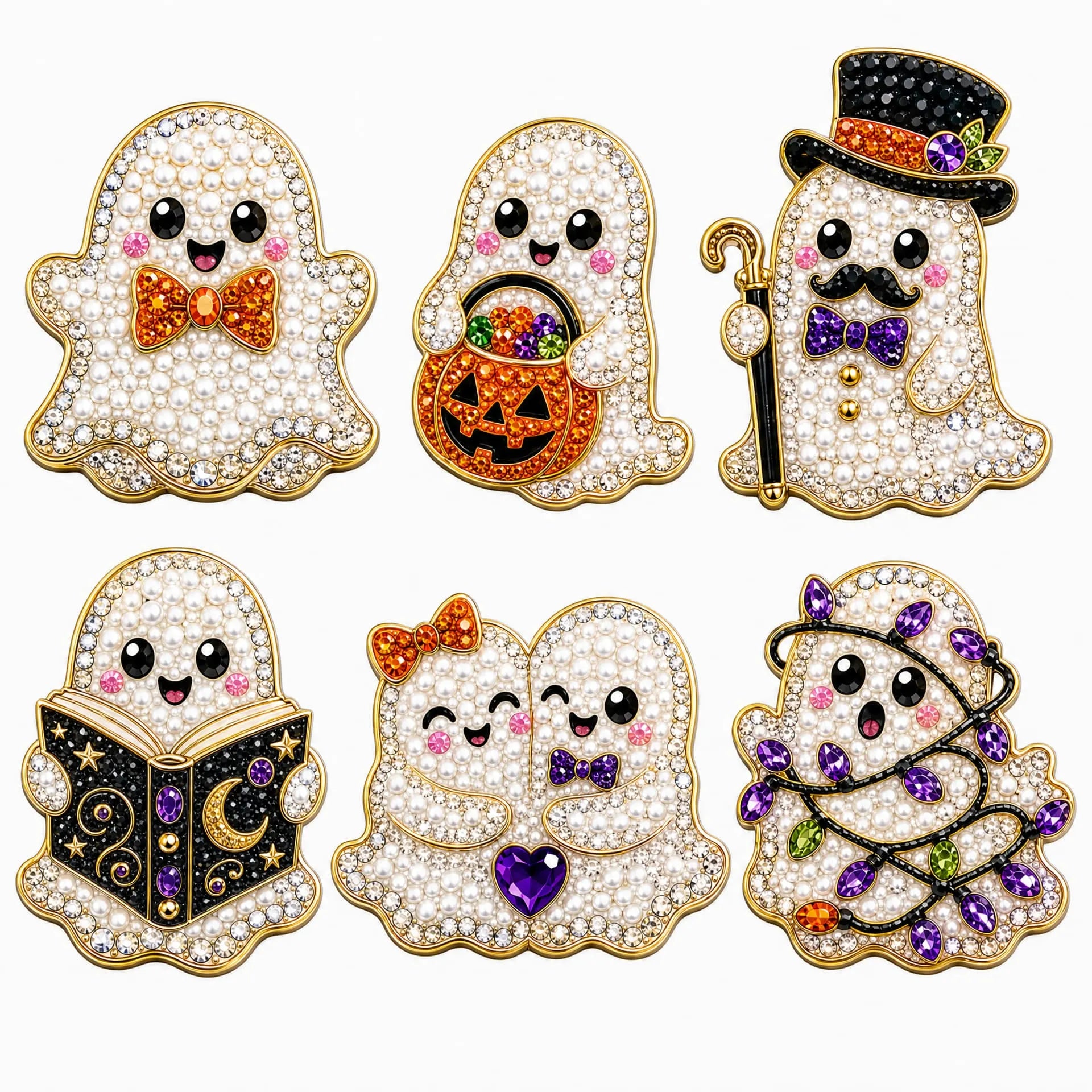 DIY Cute Ghosts Halloween Pearl Art Diamond Painting Fridge Magnet