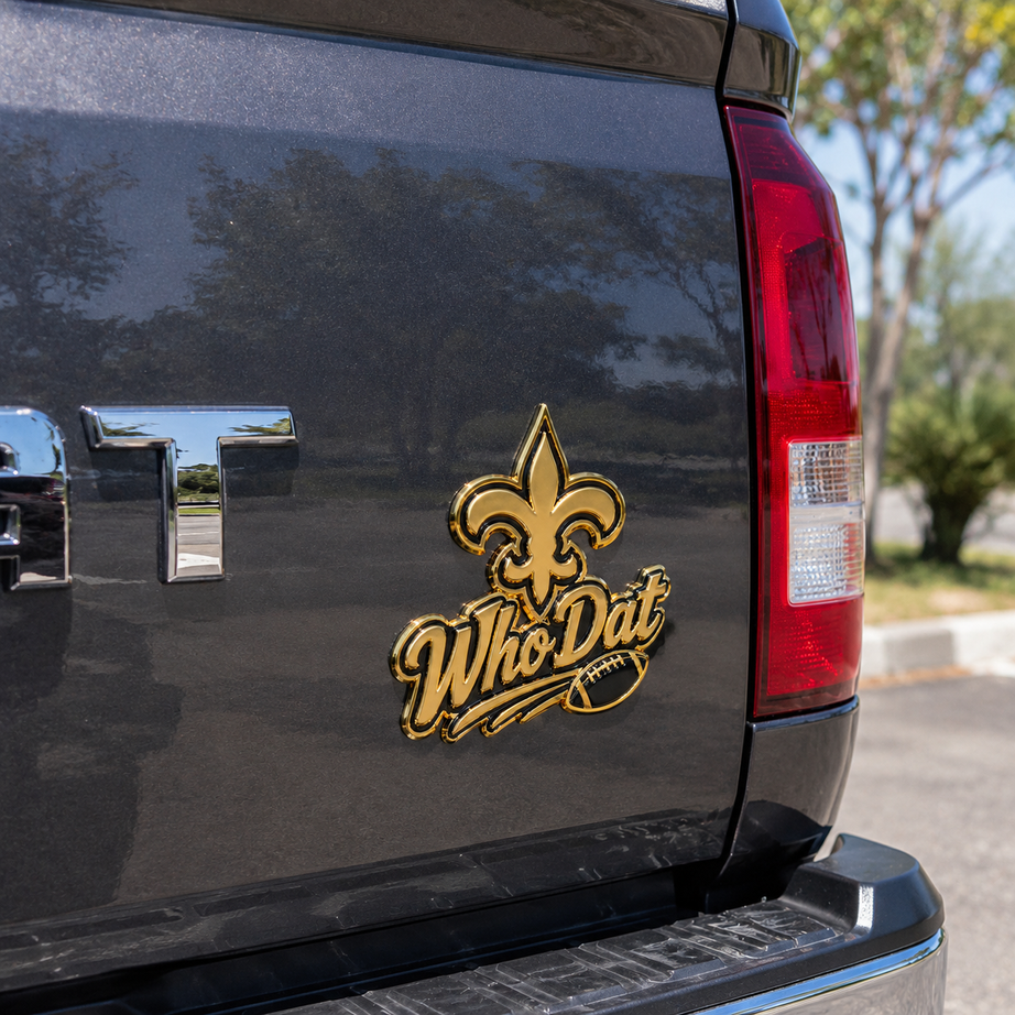 Who Dat Car Emblem Metal Badge