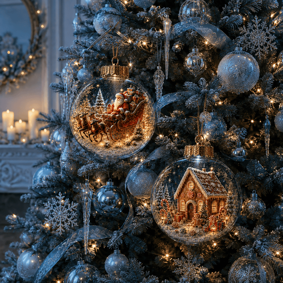 6-Piece Christmas Winter Scene Globe Ornament Collection