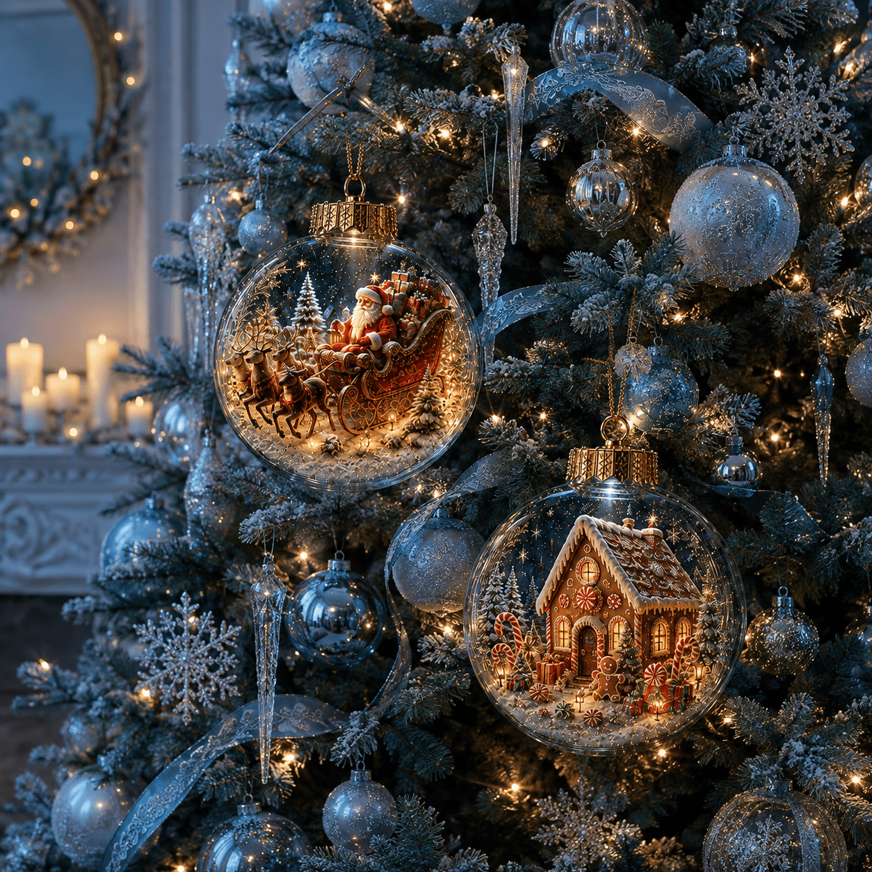 6-Piece Christmas Winter Scene Globe Ornament Collection