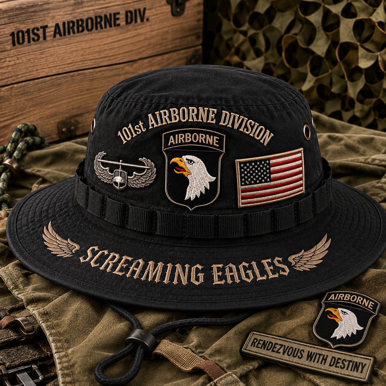 101st Airborne Division Screaming Eagles Tribute Boonie Hat