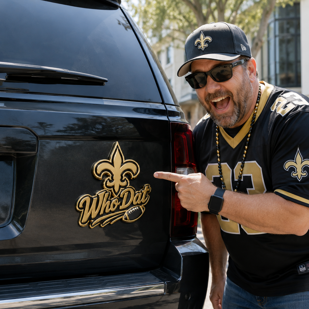 Who Dat Car Emblem Metal Badge