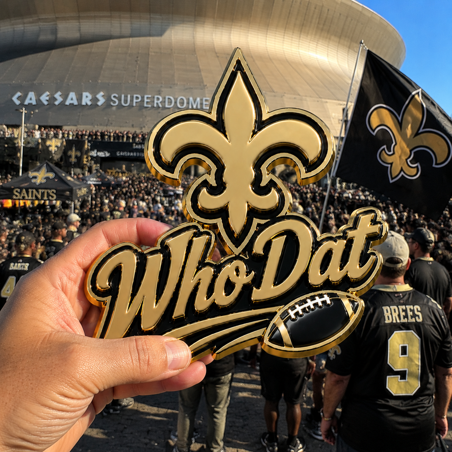 Who Dat Car Emblem Metal Badge