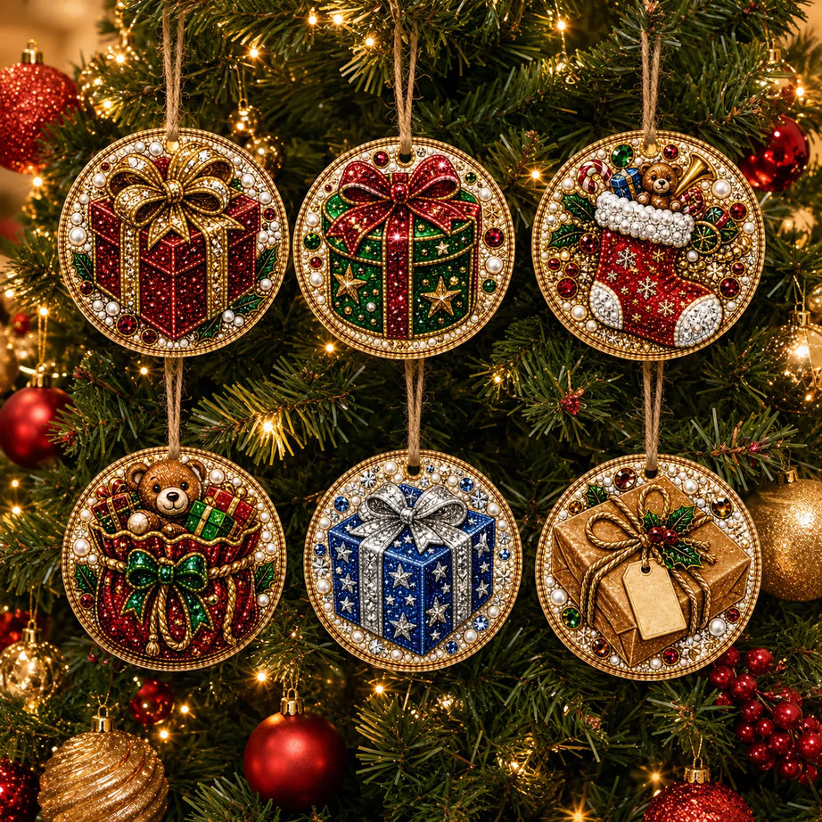 Christmas Wooden Ornaments DIY Pearls Diamond Painting Kit Rhinestone Art Pendants