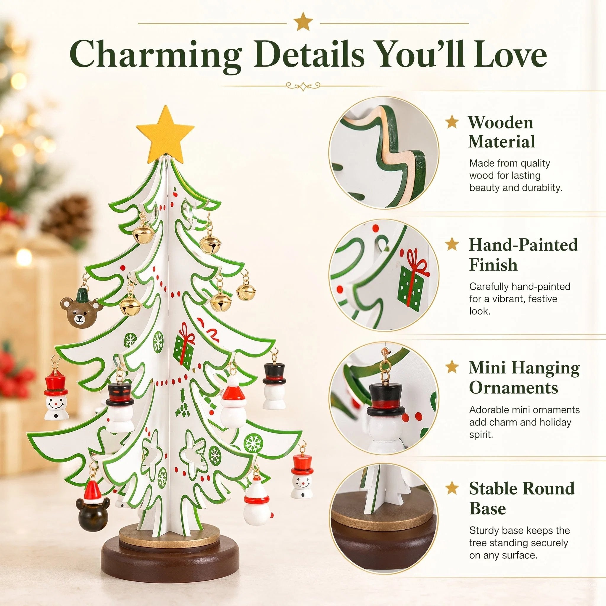 DIY Wooden Christmas Tree Ornament Set