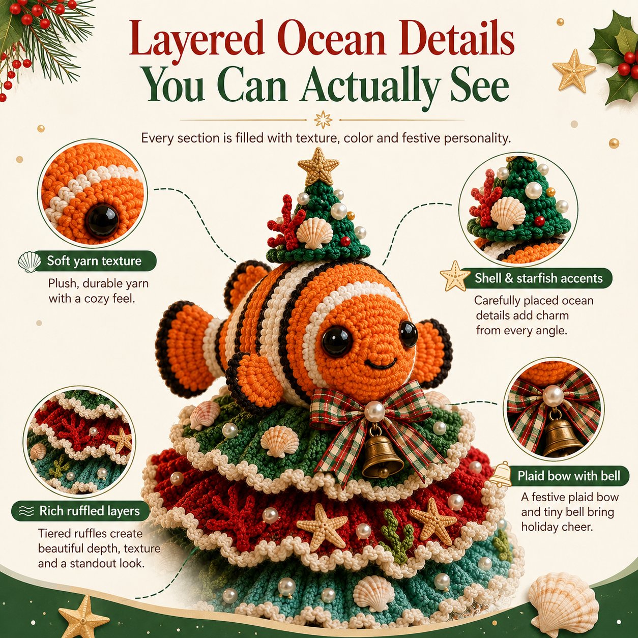 Beginner-Friendly DIY Layered Ocean Christmas Yarn Art Kit Collection