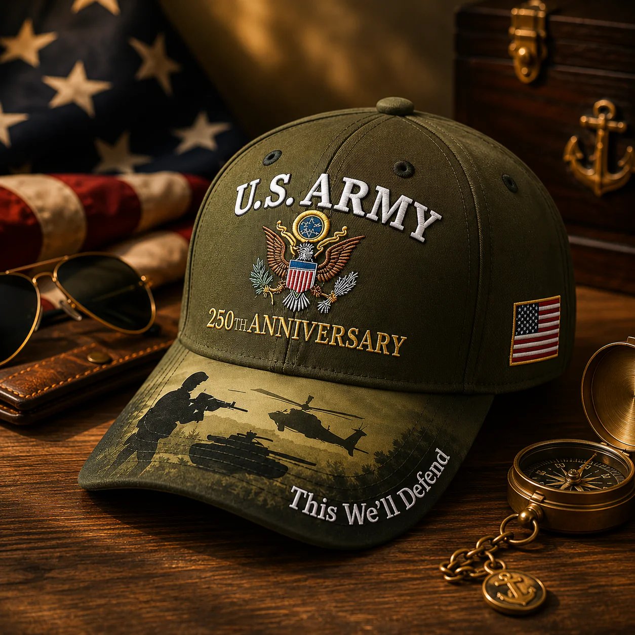 U.S. Army 250th Anniversary Commemorative Embroidered Cap