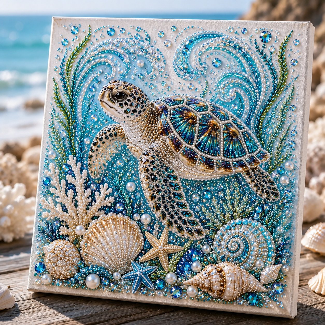 Ocean Theme Pearl Art DIY Kit – Relaxing DIY Craft to Create Stunning Coastal Artwork