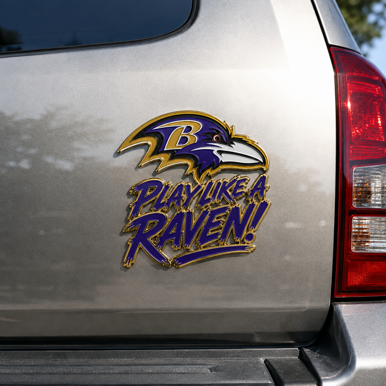 Play Like a Raven Car Emblem Metal Badge