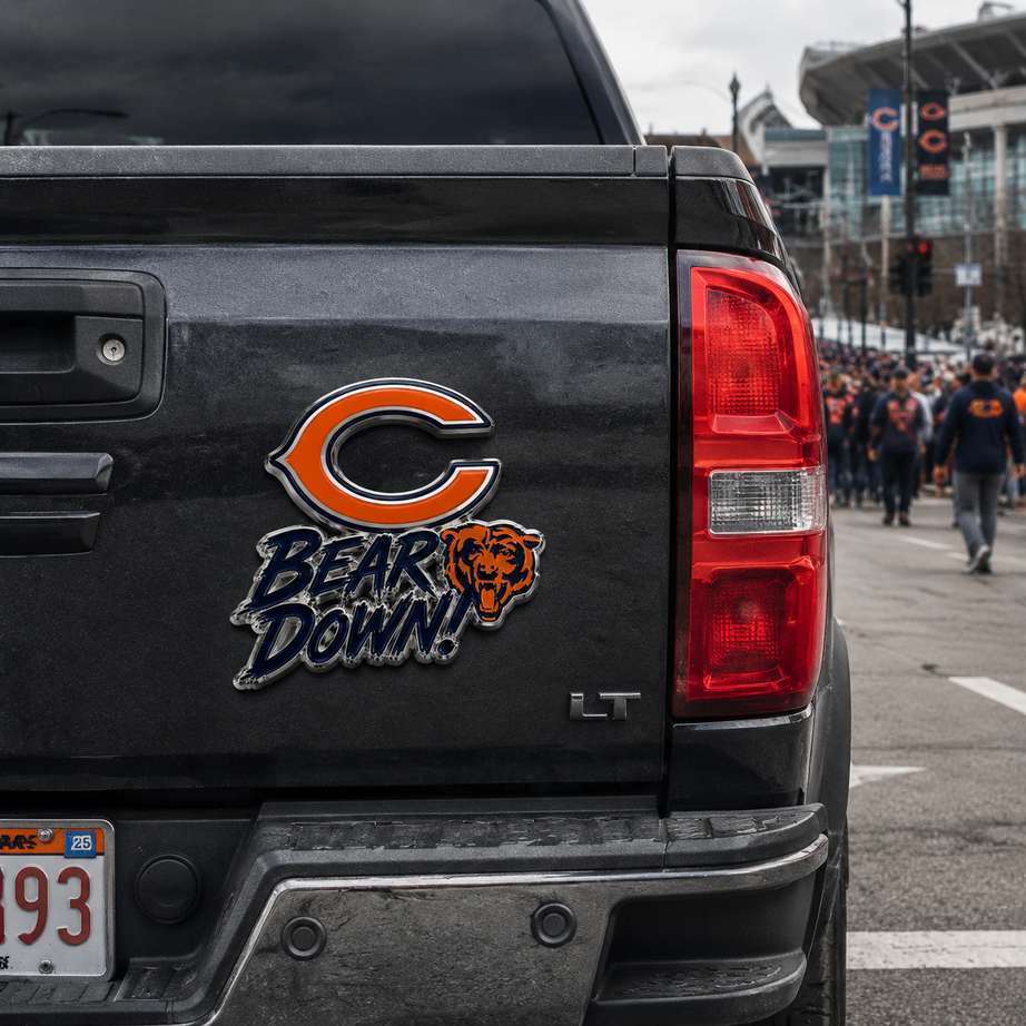 Bear Down Car Emblem Metal Badge