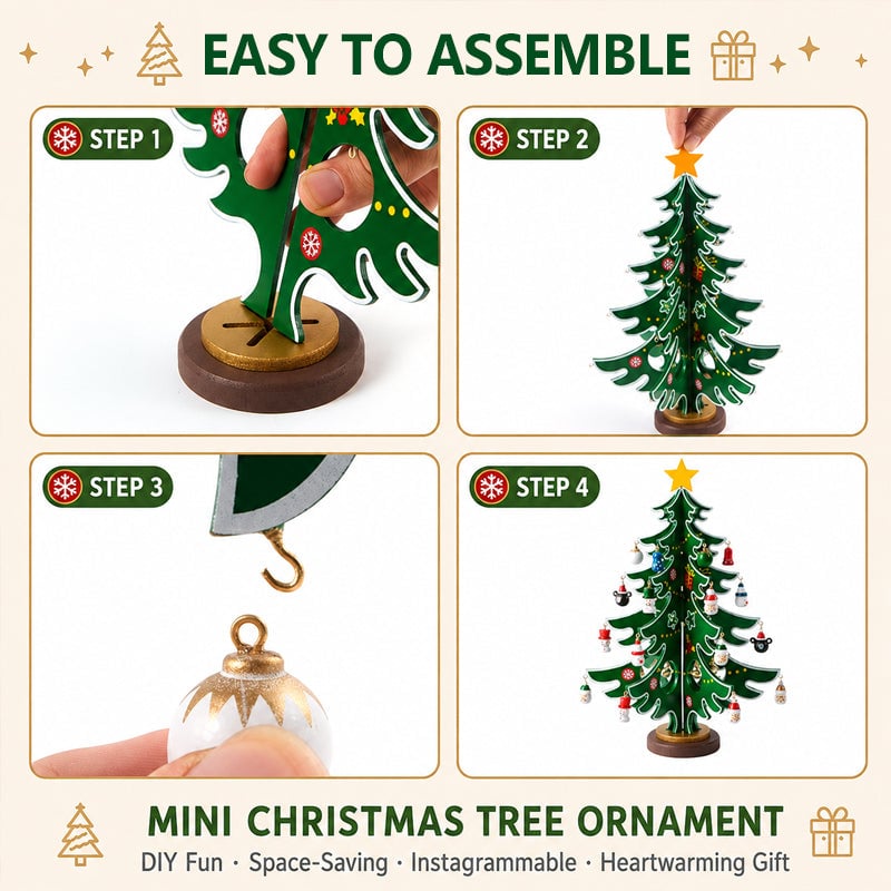 DIY Wooden Christmas Tree Ornament Set