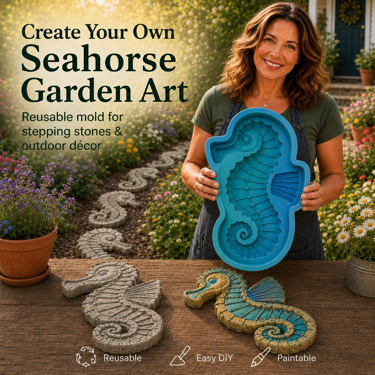 Reusable Ocean Theme Garden Art Mold
