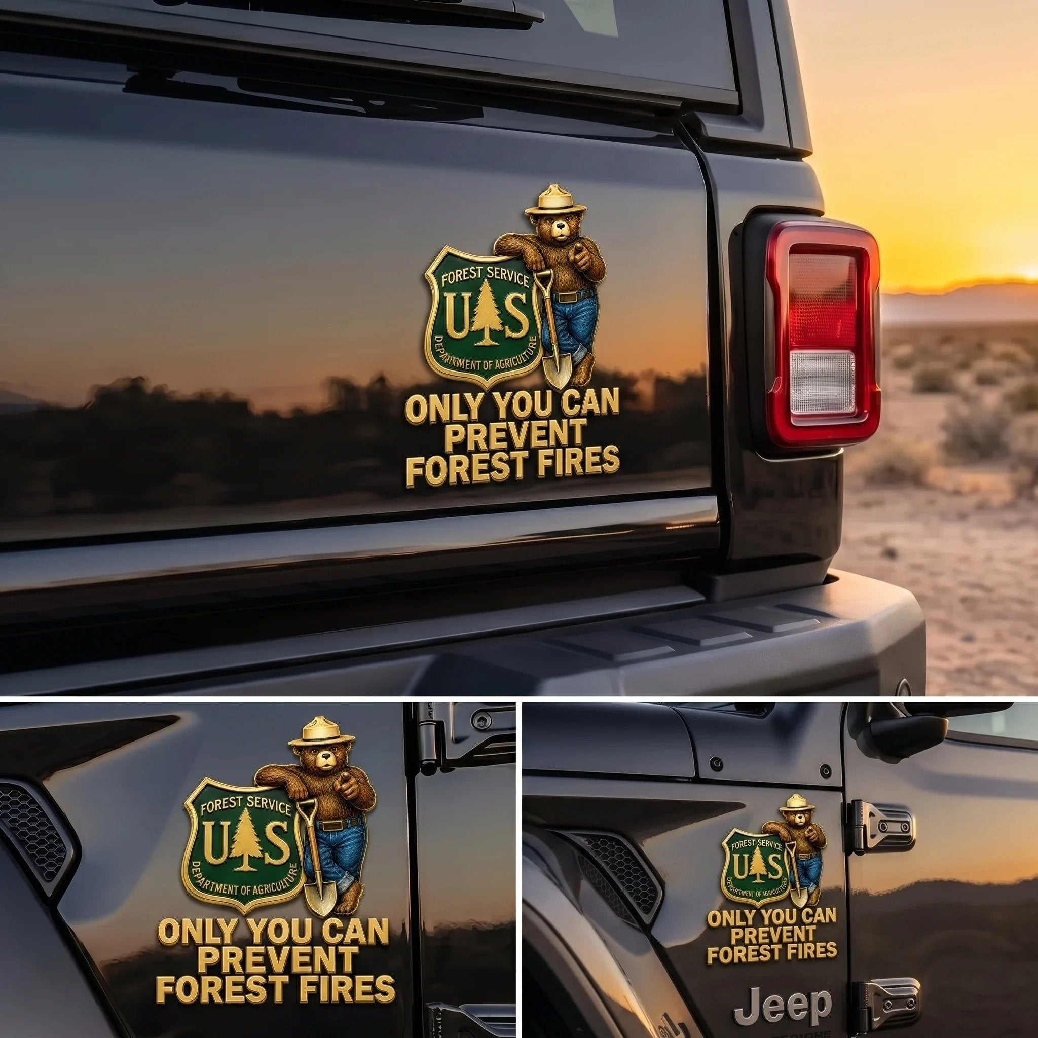 USFS Bear Only You Can Prevent Wildfires Car Emblem Metal Badge