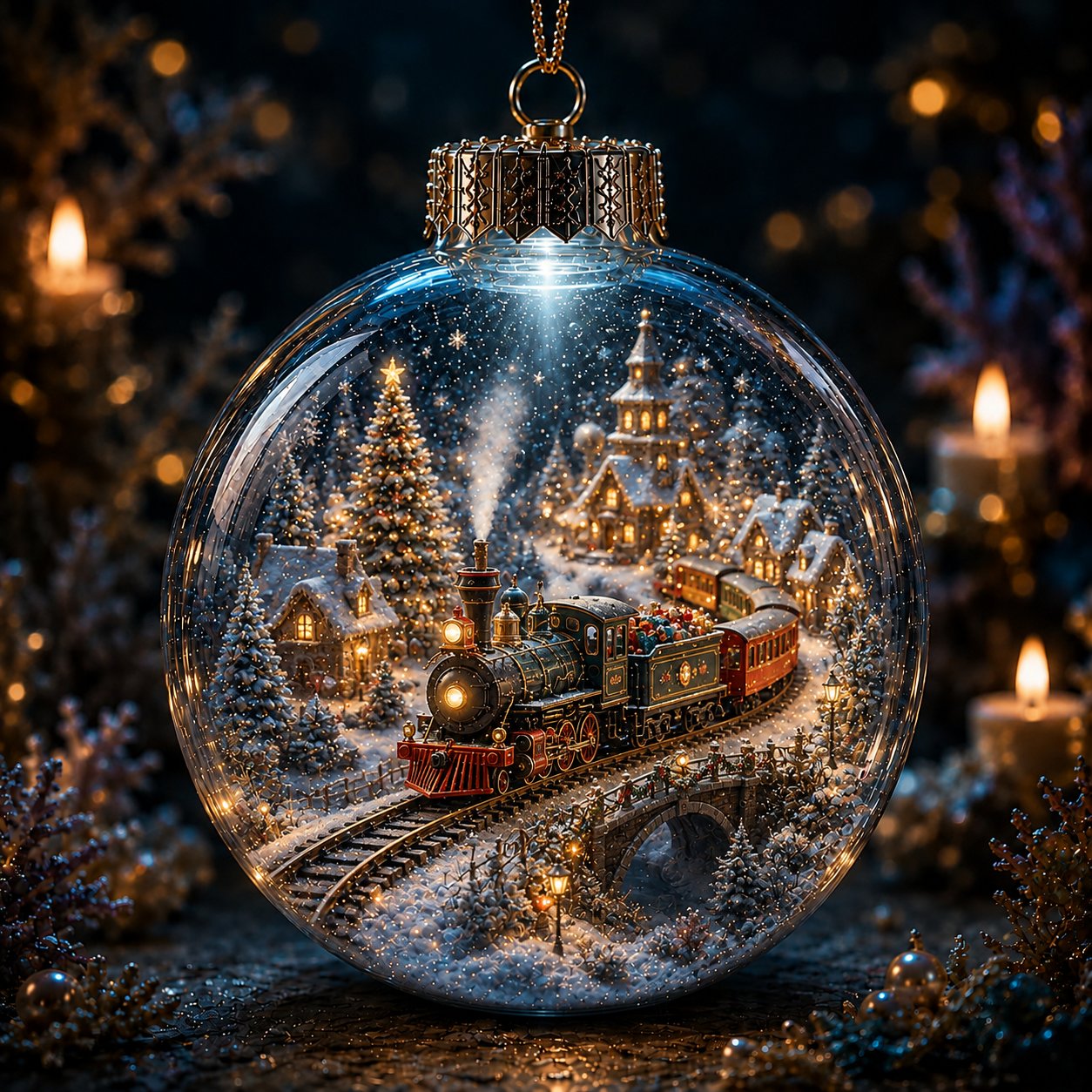 6-Piece Christmas Winter Scene Globe Ornament Collection