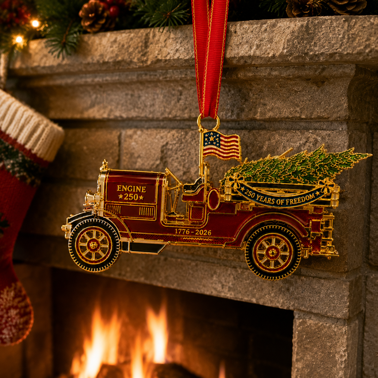 250th Anniversary Edition Vintage Fire Truck Ornament