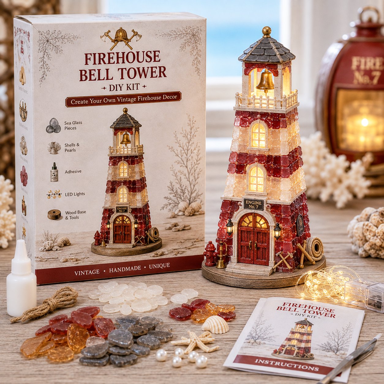 Beginner-Friendly Vintage Firehouse Mosaic Light DIY Kit Collection