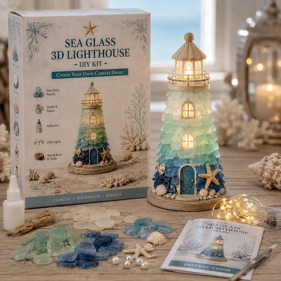 Beginner-Friendly DIY Lighted Sea Glass-Style Lighthouse Kit Collection