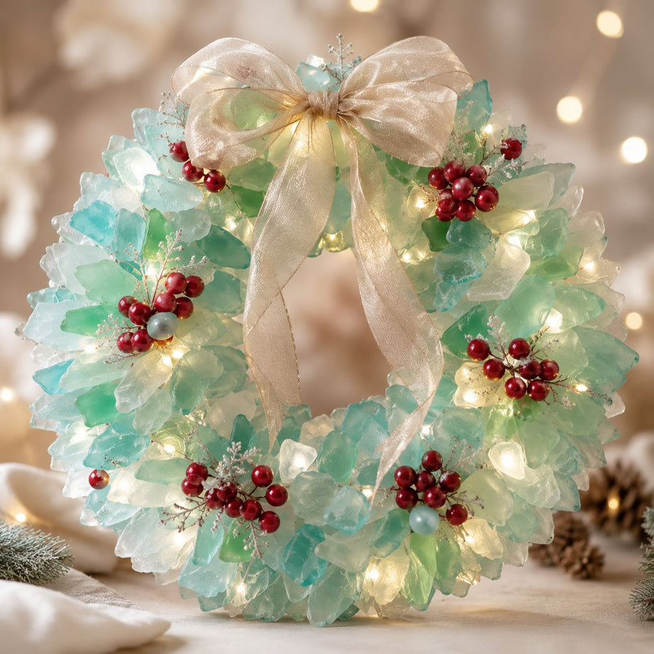 Beginner-Friendly DIY Lighted Sea Glass Santa Christmas Decor Kit