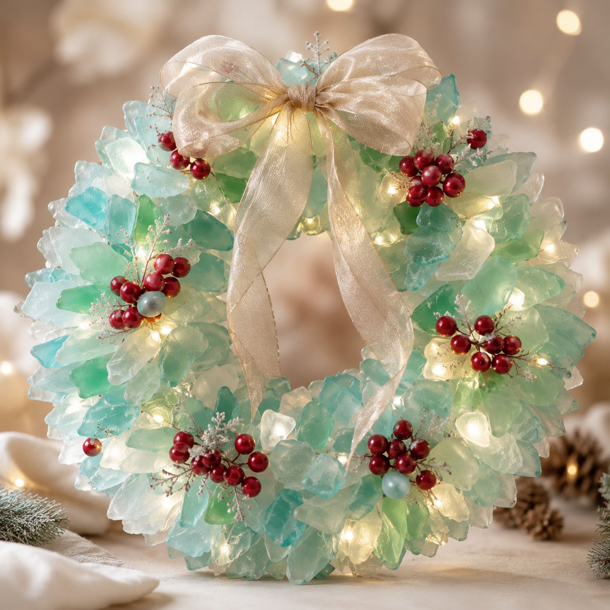 Beginner-Friendly DIY Lighted Sea Glass Santa Christmas Decor Kit