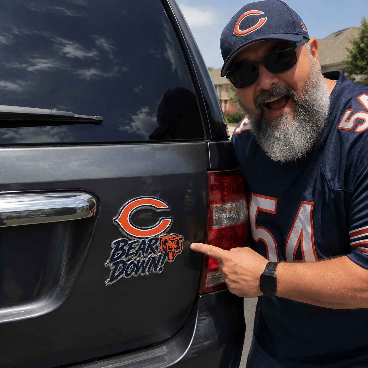 Bear Down Car Emblem Metal Badge
