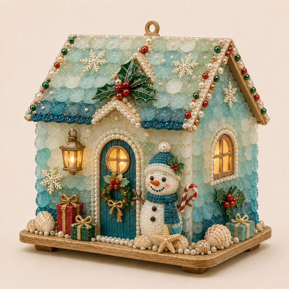 Beginner-Friendly DIY Glowing Coastal Glass-Style Christmas Cottage Kit Collection
