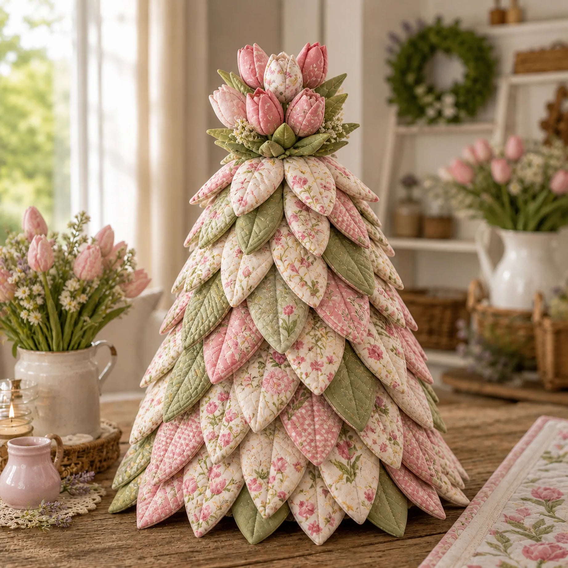 Sunflower Bee Garden Tree DIY Kit-Handmade Fabric Tabletop Tree Decor